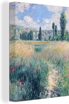 Canvas Schilderij Pad op het eiland Saint Martin, Vetheuil - Schilderij van Claude Monet - 60x80 cm - Wanddecoratie