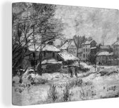 Tableau sur toile Effet neige avec Sun - Tableau de Claude Monet en noir et blanc. - 40x30 cm - Décoration murale