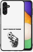 Back Cover Siliconen Hoesje Samsung Galaxy A13 5G | Samsung Galaxy A04s Telefoonhoesje met Zwarte rand Gun Don't Touch My Phone