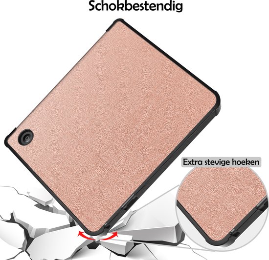 Hoesje Geschikt voor Kobo Sage Hoes Bescherm Hoesje Case Sleep Cover Trifold - Hoes Geschikt voor Kobo Sage Hoesje - Rosé Goud van Hoesje  — afbeelding 4