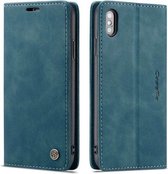 CaseMe Bookcase Pasjeshouder Hoesje iPhone X Blauw- Telefoonhoesje - Smartphonehoesje - Zonder Screen Protector