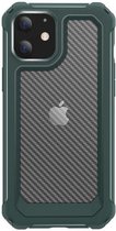 Backcover Shockproof Carbon Hoesje iPhone 12 Legergroen - Telefoonhoesje - Smartphonehoesje - Zonder Screen Protector