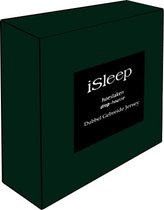iSleep Dubbel Jersey Hoeslaken - Eenpersoons - 80/90x200 cm - Donker Groen