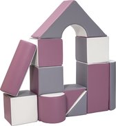 Schuimblokken speelgoed - 11 delig - 120x90x30 cm - wit, grijs, paars
