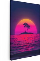 Artaza - Peinture sur Canevas - Île dessinée pendant le coucher du soleil - 20x30 - Petit - Photo sur Toile - Impression sur Toile