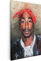 Artaza Canvas Schilderij Tupac Shakur op Olieverf - 2Pac - 60x90 - Foto Op Canvas - Wanddecoratie