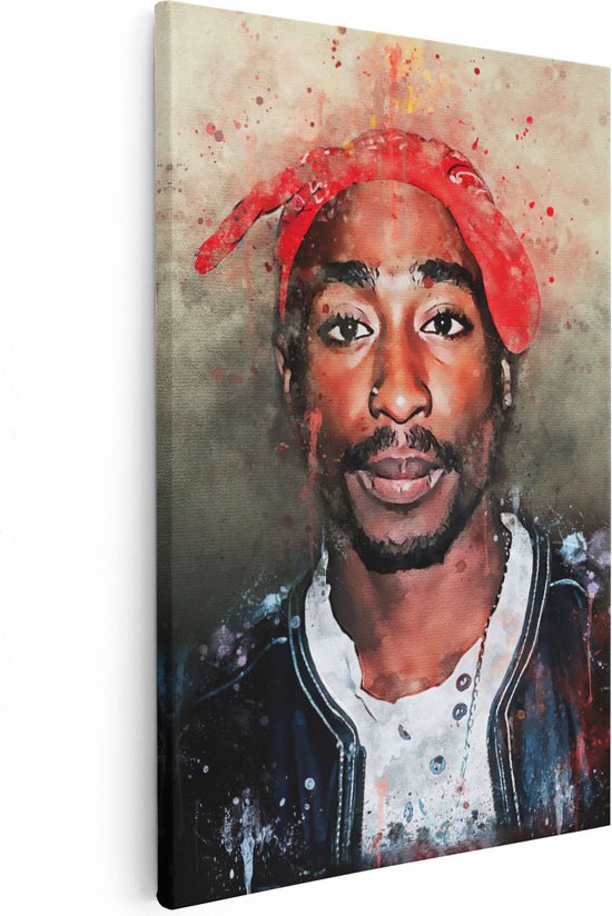 Artaza - Canvas Schilderij - Tupac Shakur op - 2Pac - Foto Op Canvas - Canvas Print