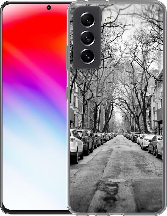 Coque Samsung Galaxy S21 FE - Voitures garées à New York - noir et blanc - Coque de téléphone en Siliconen