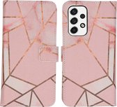 iMoshion Hoesje Geschikt voor Samsung Galaxy A53 Hoesje Met Pasjeshouder - iMoshion Design Softcase Bookcase - Roze / Pink Graphic
