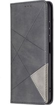 Mobigear Telefoonhoesje geschikt voor Samsung Galaxy A22 5G Hoesje | Mobigear Rhombus Slim Bookcase | Pasjeshouder voor 2 Pasjes | Telefoonhoesje voor Pinpas / OV Kaart / Rijbewijs - Zwart