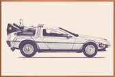 JUNIQE - Poster met kunststof lijst DeLorean-tijdmachine - Back to the