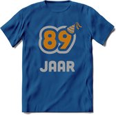 89 Jaar Feest T-Shirt | Goud - Zilver | Grappig Verjaardag Cadeau Shirt | Dames - Heren - Unisex | Tshirt Kleding Kado | - Donker Blauw - XL