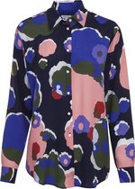 Dames blouse multicolor paars volwassen lange mouw kunstzijde viscose luxe chic zomer maat 38
