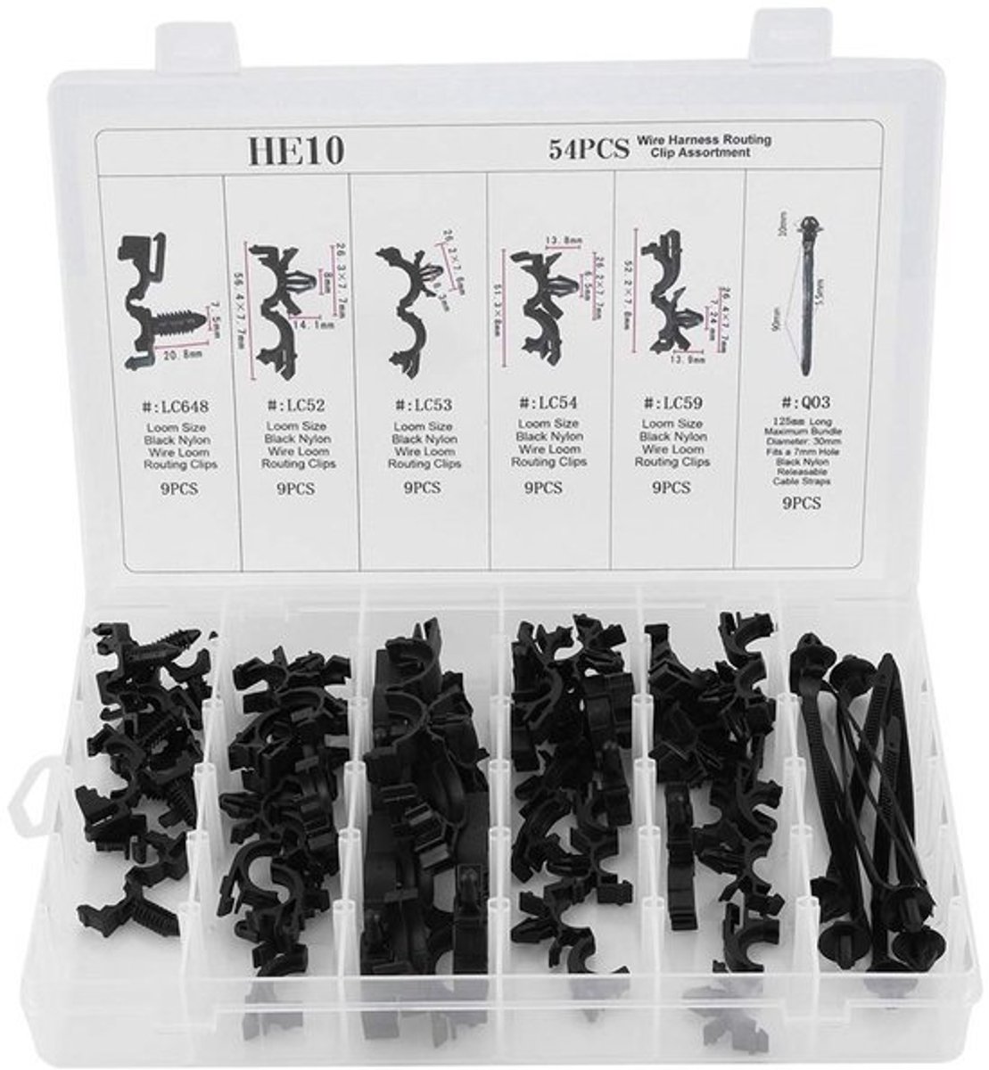 Wiring Harness Clip, 54pcs Various Car Body Wiring Harness Fastener Wire Routing Clip Combined Tube Clip