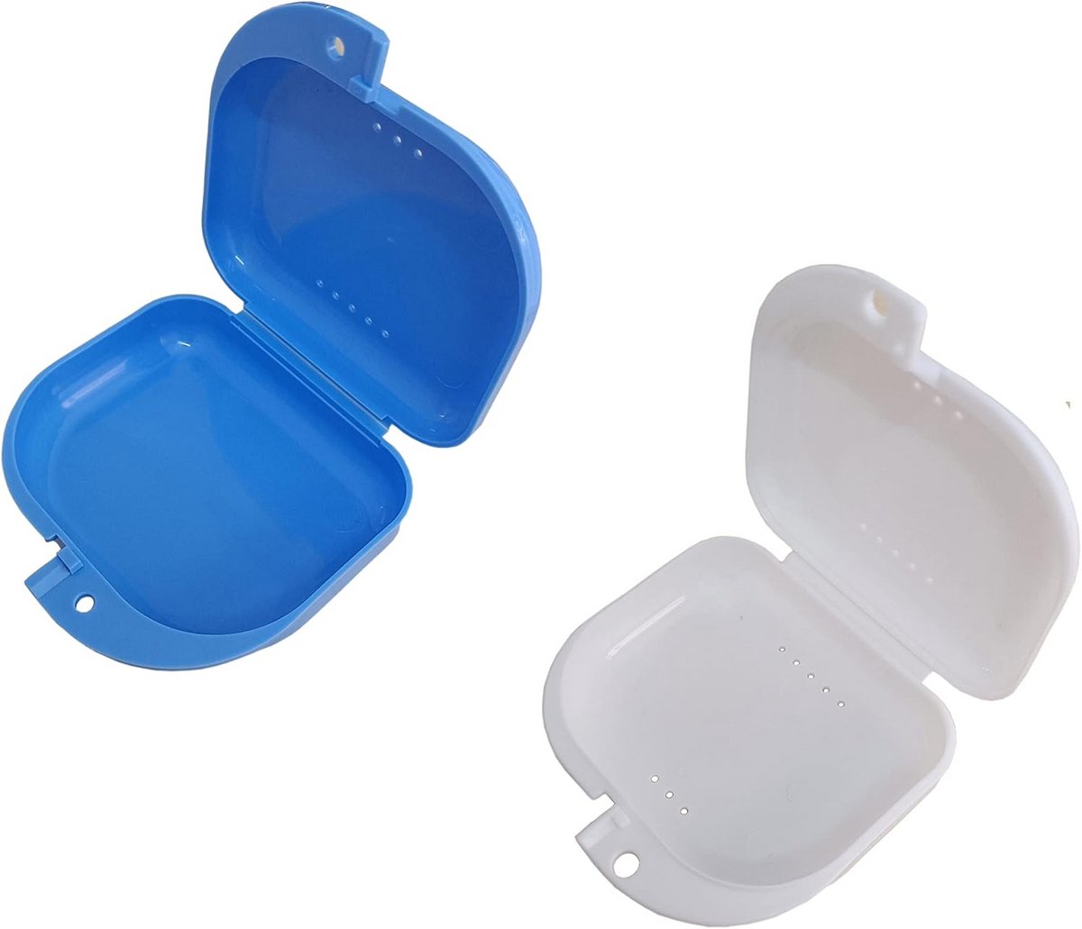 Opbergdoosje Kunstgebit - Retainer Case - Hygiënisch Opbergen - Met Ventilatiegaten - 2 Stuks - Transparant