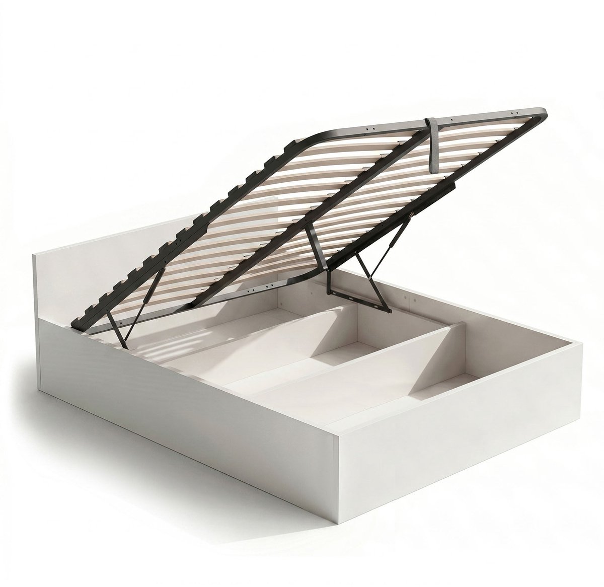 Bed met Opbergruimte / 140x200 cm / Metalen Lattenbodem Opklapbaar / Wit