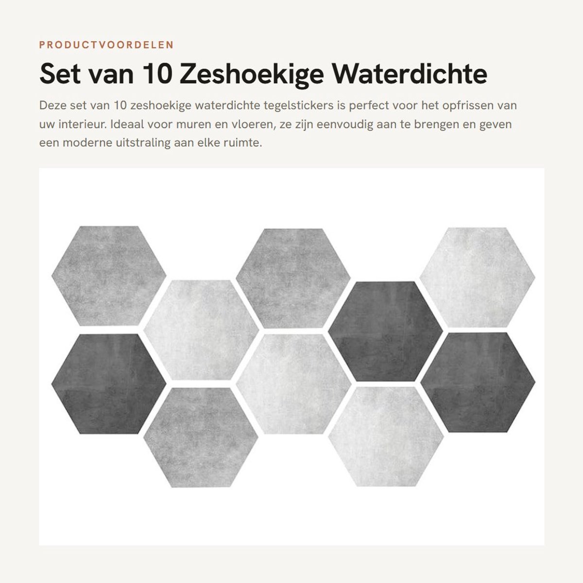 Dailygoods- PVC-sticker 10st waterdicht - zelfklevende Tegels - antislip Muurstickers - zeshoekige Vloerstickers - decoratieve Stickers - gemakkelijk aan te brengen - Tegelsticker