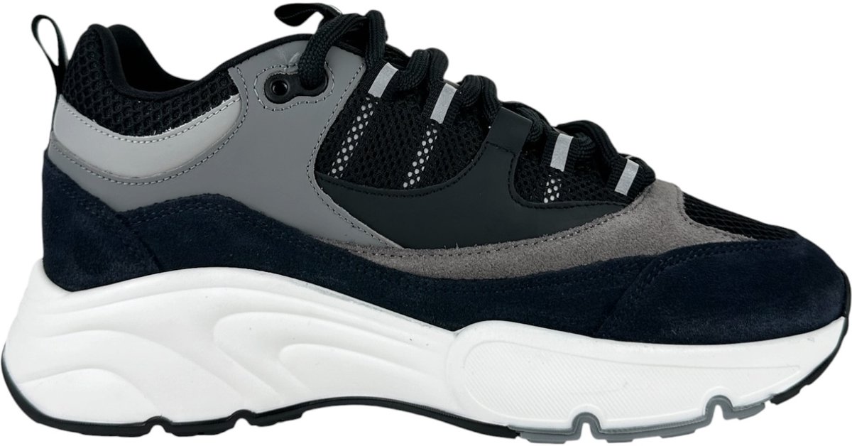Cleens Heren Sneaker Blauw Aero Runner Zwart Navy Black