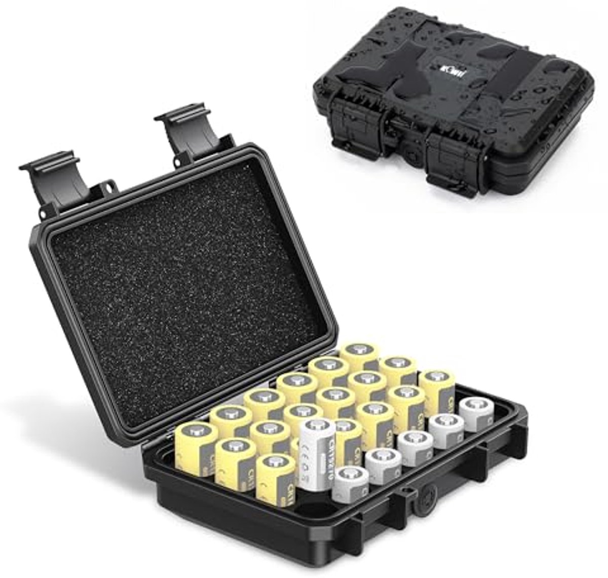 Batterij Organizer - Opslag Houder - Batterijen Opbergen - Waterdicht en Stofdicht - 24 Sleuven - Zwart