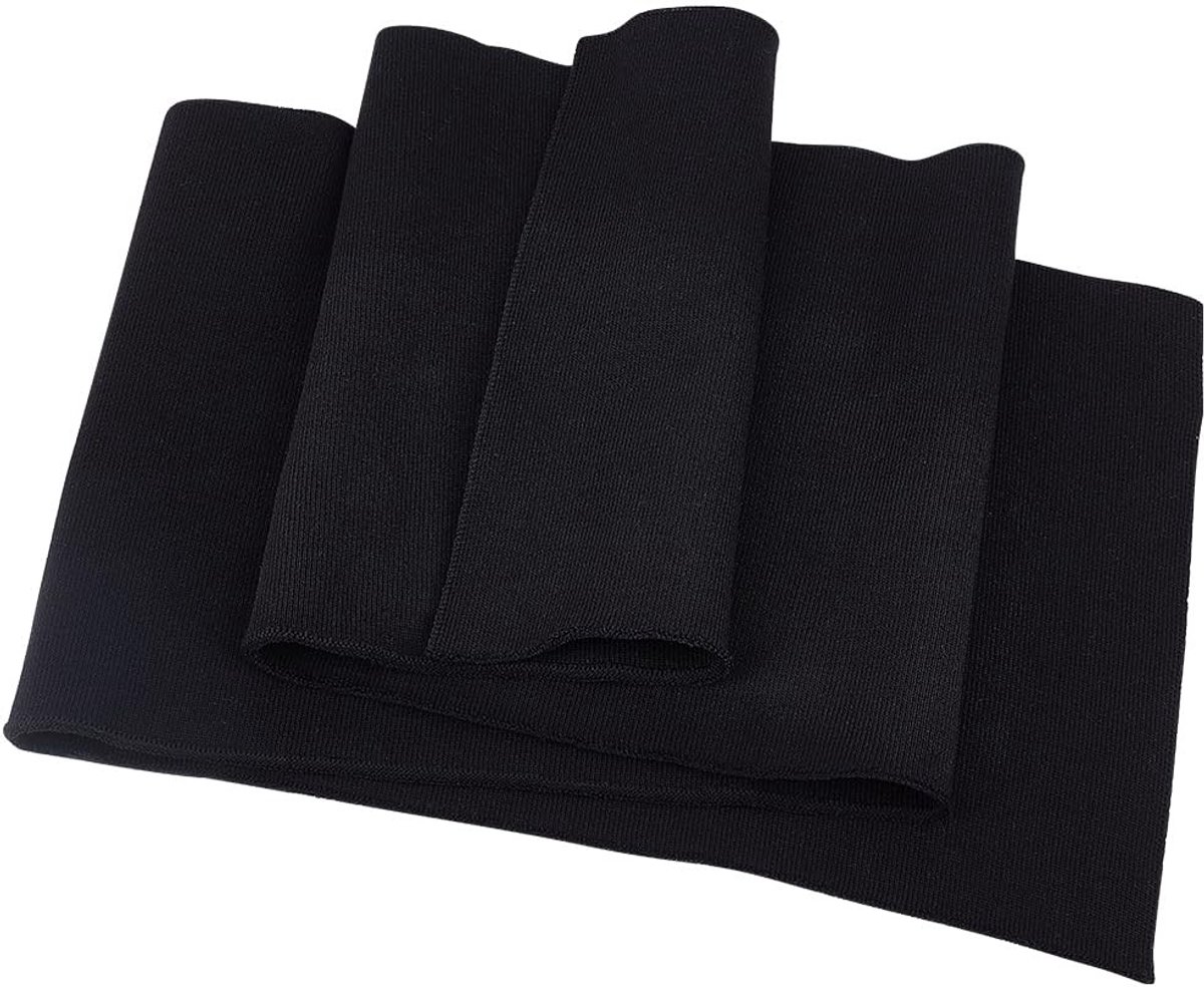 Dailygoods- Gebreide Stof - Zwarte Ribbels - 100 cm x 20 cm - Kraag/Nekbanden - Tailleband/Manchetten - 1,4 mm Dik
