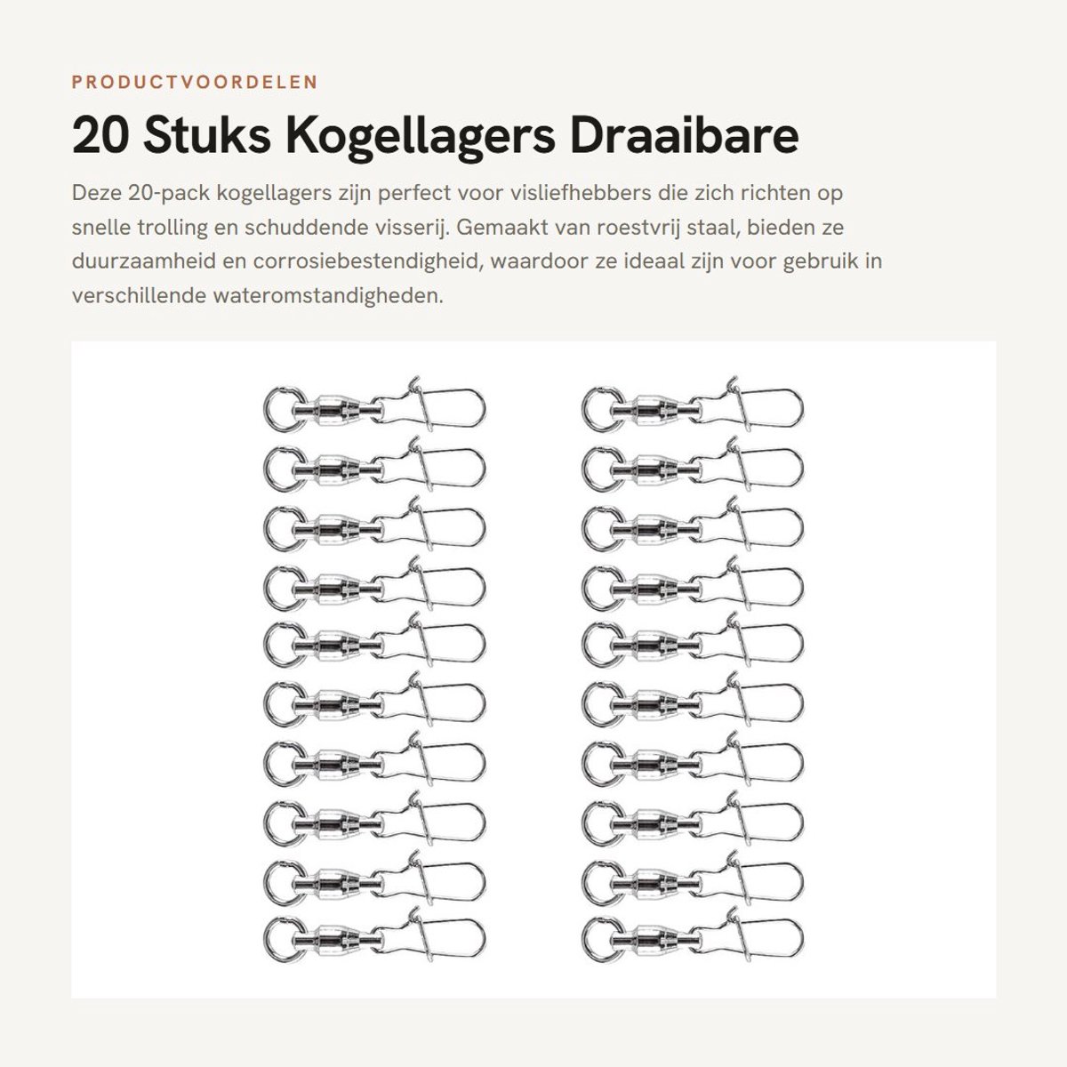 Dailygoods - 20 Stuks Kogellagers Draaibare Snelkoppeling voor Vissen