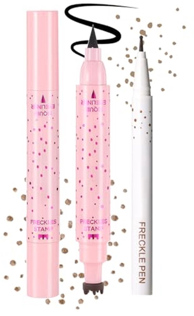 Freckle Pen Set - Nep Sproeten - Natuurlijke Make-up - 2-in-1 Ontwerp - 2 Stuks - Lichtbruin