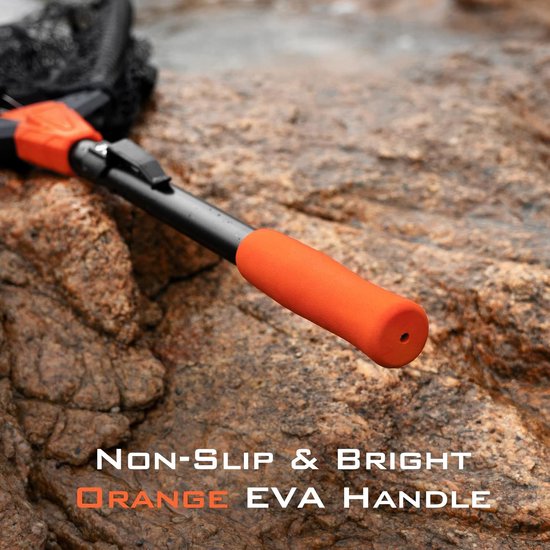 Visnet Schepnet - Opvouwbaar Net - Vissen Vangen - Met Lengtemeting - Tot 155 cm - Oranje Handvat — afbeelding 3