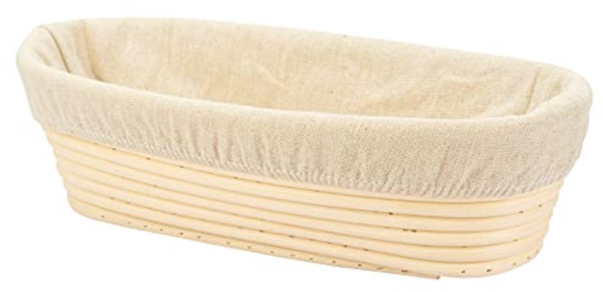 Brood Deeg Mand - Rijsmand Rotan - Ambachtelijk Brood Bakken - Met Linnen Voering - 9.8 Inch Ovaal - Beige
