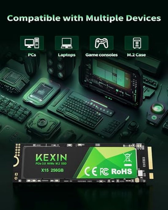 Interne SSD - Solid State Drive - Computer Versnellen - NVMe PCIe 3.0 - 256 GB - Zwart — afbeelding 3