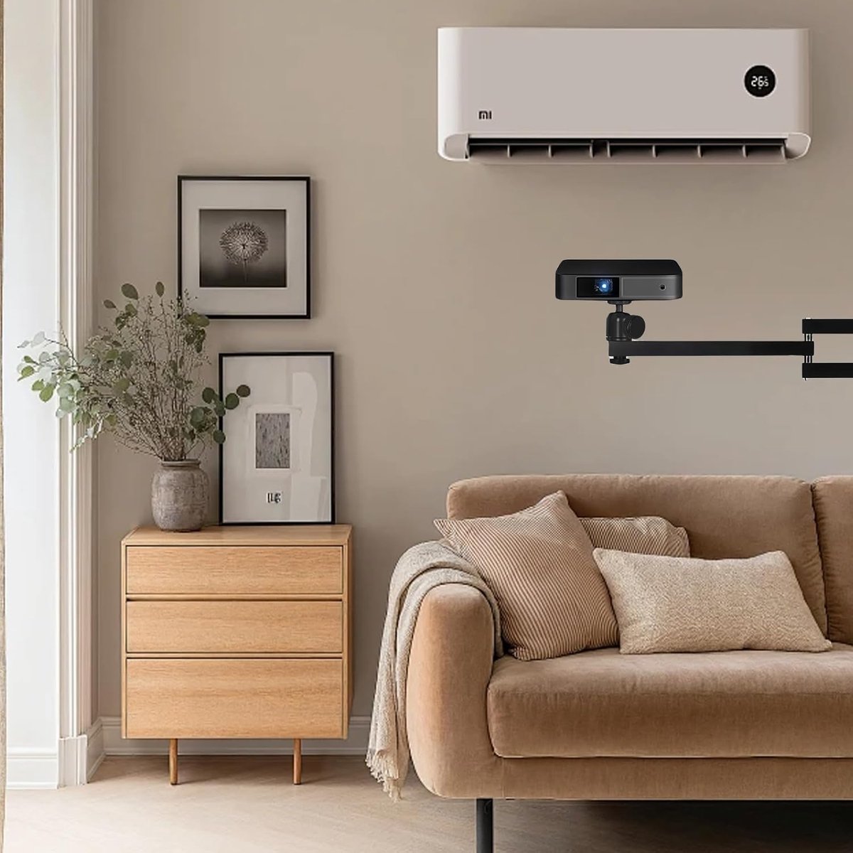 Beamer Wandhouder - Projector Standaard - Thuisbioscoop Creëren - Opvouwbaar Metaalontwerp - 3 kg Draagkracht - Zwart