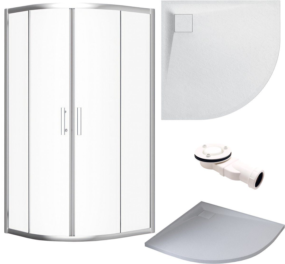 Bad Land HELA VIDAR douchecabine set - kwartrond - 80 x 80 x 193 cm - chroom/wit