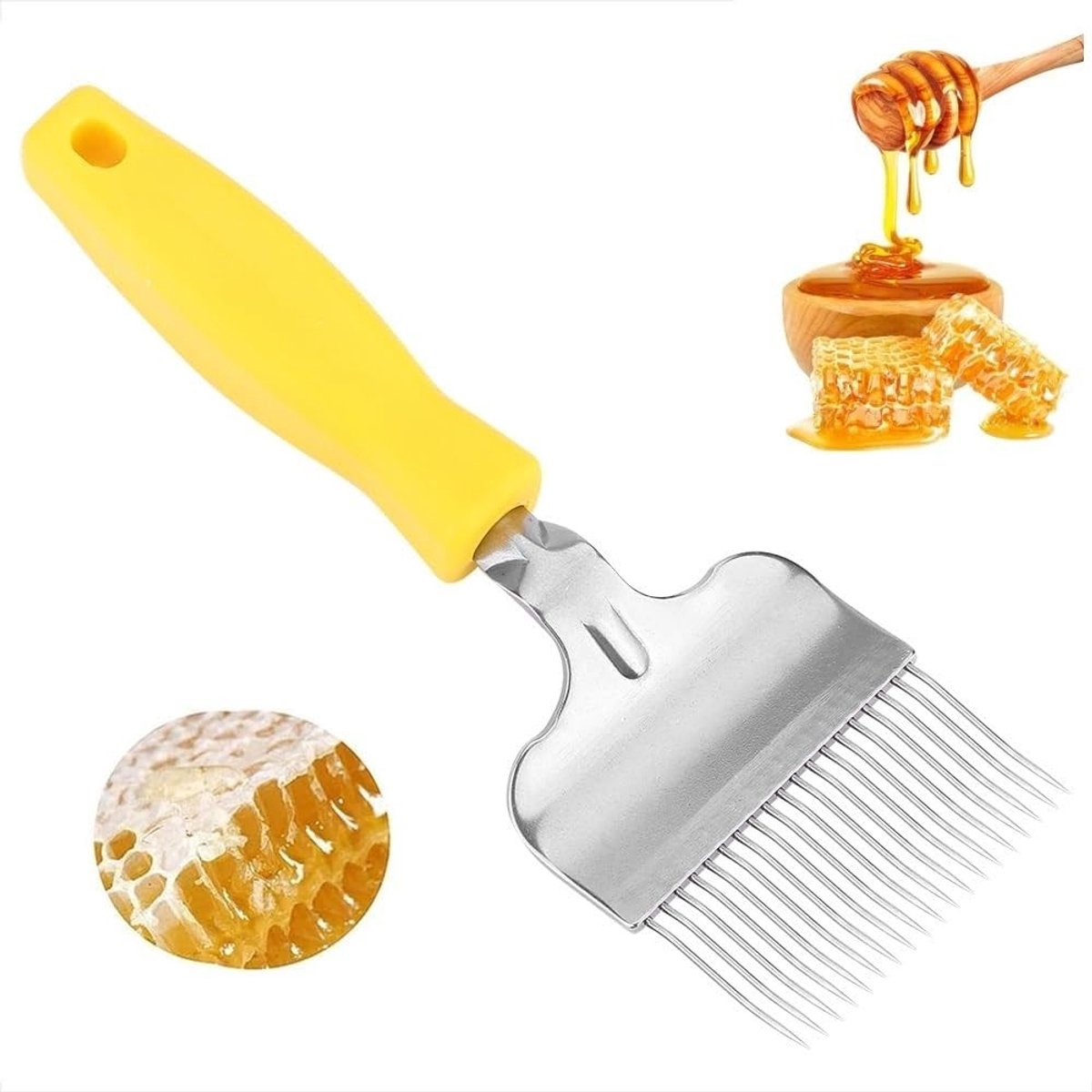 Dailygoods- Uncapping Vork - Roestvrij Stalen Tanden - Plastic Handvat - Bijenteelt Gereedschap - Honing Schraper - 22 x 7 cm - Bijenteeltgereedschap