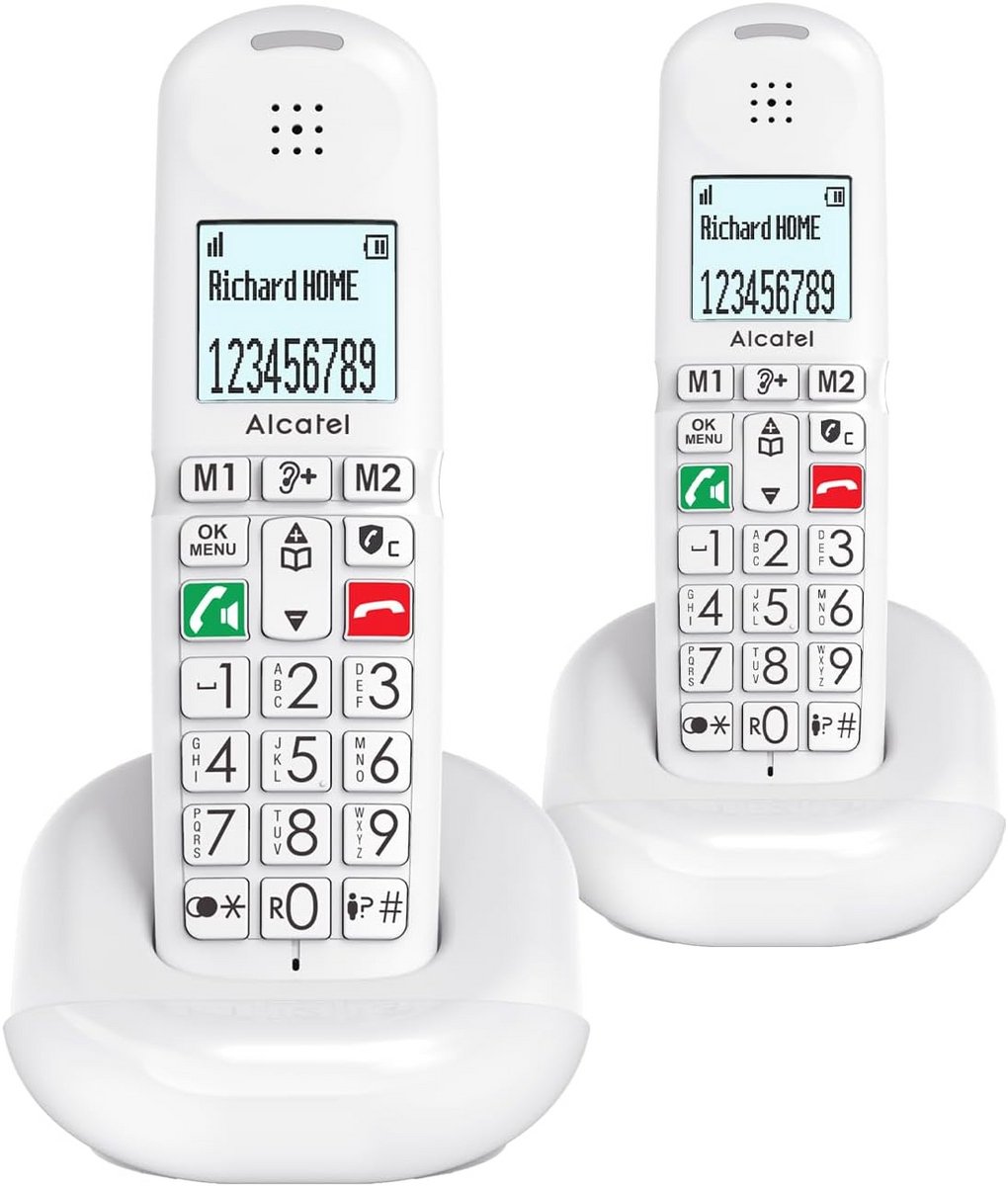 Vaste Telefoon - Draadloze Telefoon Duo - Gemakkelijk Bellen - Extra Luid Volume - 2 Handsets - Wit