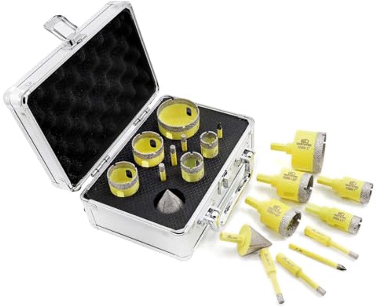 Diamantboor Set - Gatzagen Boren - Materiaal Bewerken - Triangel Schacht Grip - 10 Stuks - Zilver