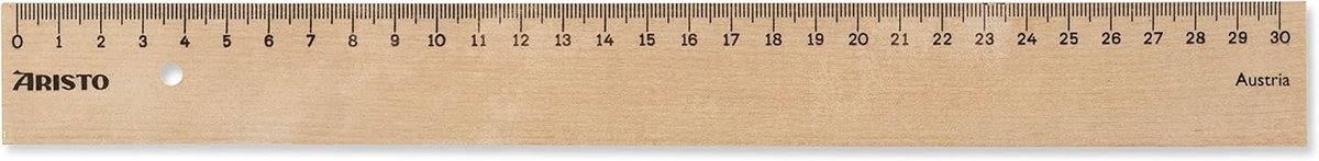 Houten Liniaal - Meetlat Tekenliniaal - Precisie Meten - Verstevigd Staalkant - 30 cm - Beige