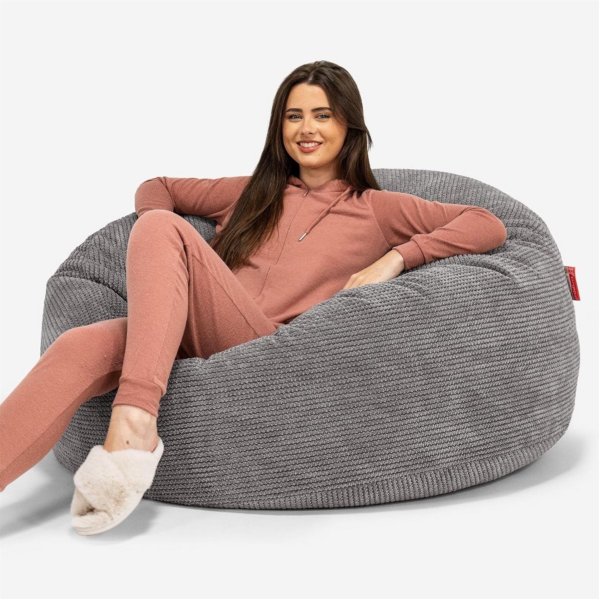 Zitzak Bank - Grote Poef - Lekker Ontspannen - Kindveilige Ritsen - 110cm Diameter - Antraciet
