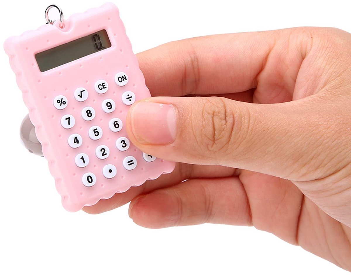 SPHProducts - Mini Draagbare Rekenmachine - Sleutelhanger Rekenmachine - Modieus en Schattig - Roze - Snoepkleurige Zakrekenmachine - Geschikt voor Ki