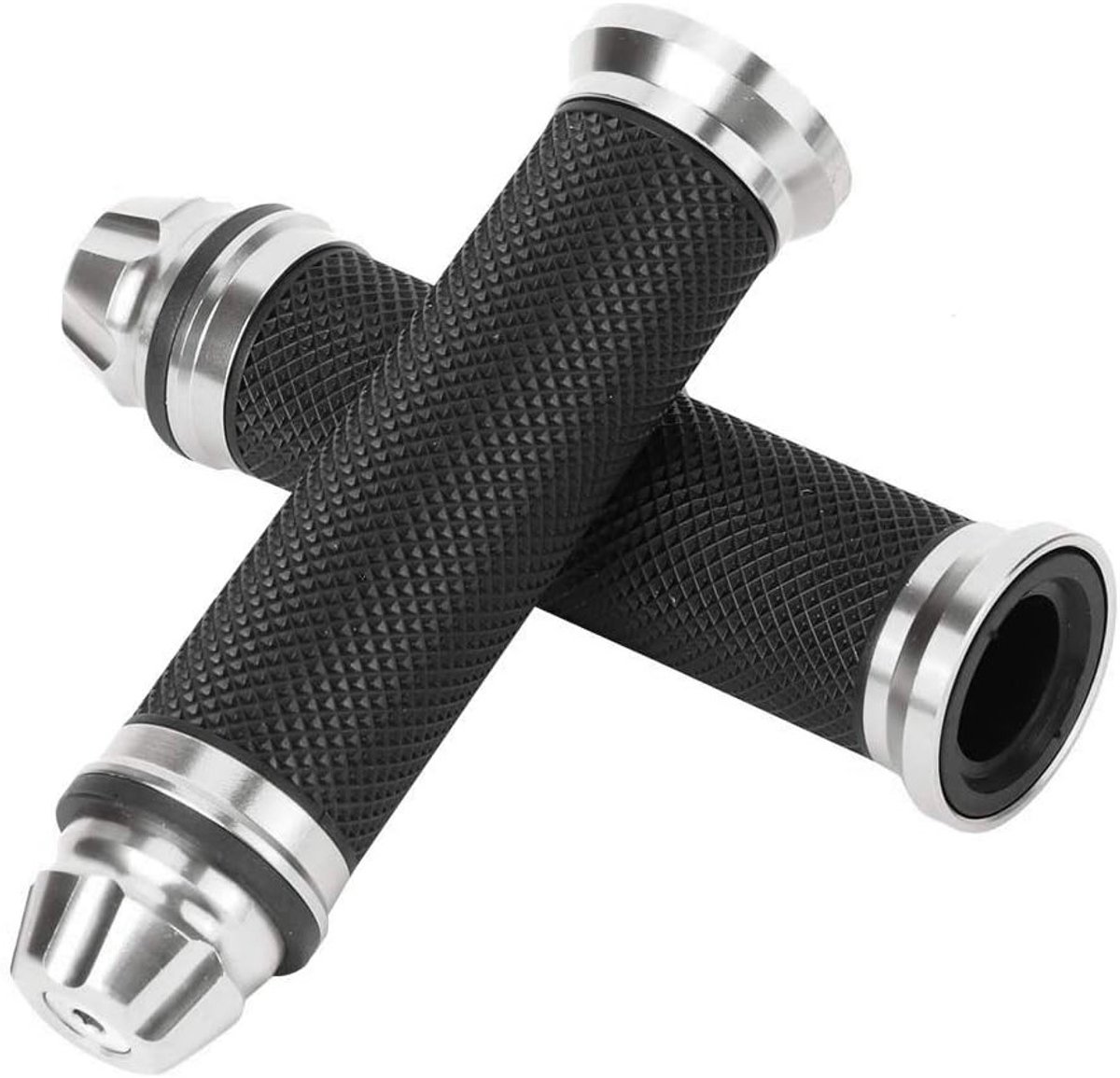 Rubberen motorstuurhandvatten met aluminium uiteinden, universeel voor 7/8"(22mm) sturen, comfortabel en duurzaam