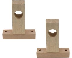 Wealrit 2 stuks onafgewerkte houten gordijnroede houder beugels, kast einde ondersteuning beugel kledingkast staaf houder met schroeven geschikt voor staaf 25mm diameter paal