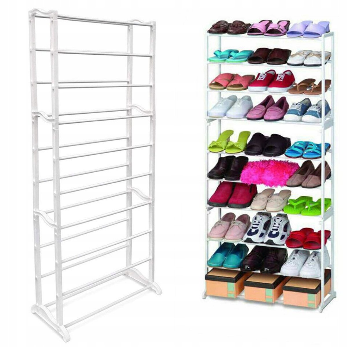 Schoenenrek voor 30 paar schoenen 140 x 51 x 24 cm wit