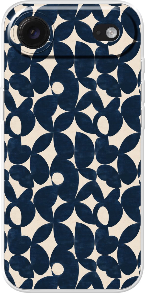 Telefoonhoesje Geschikt voor iPhone Air hoesje - Modern - Geometrisch - Blauw - Siliconen Telefoonhoesje Telefoonhoesje