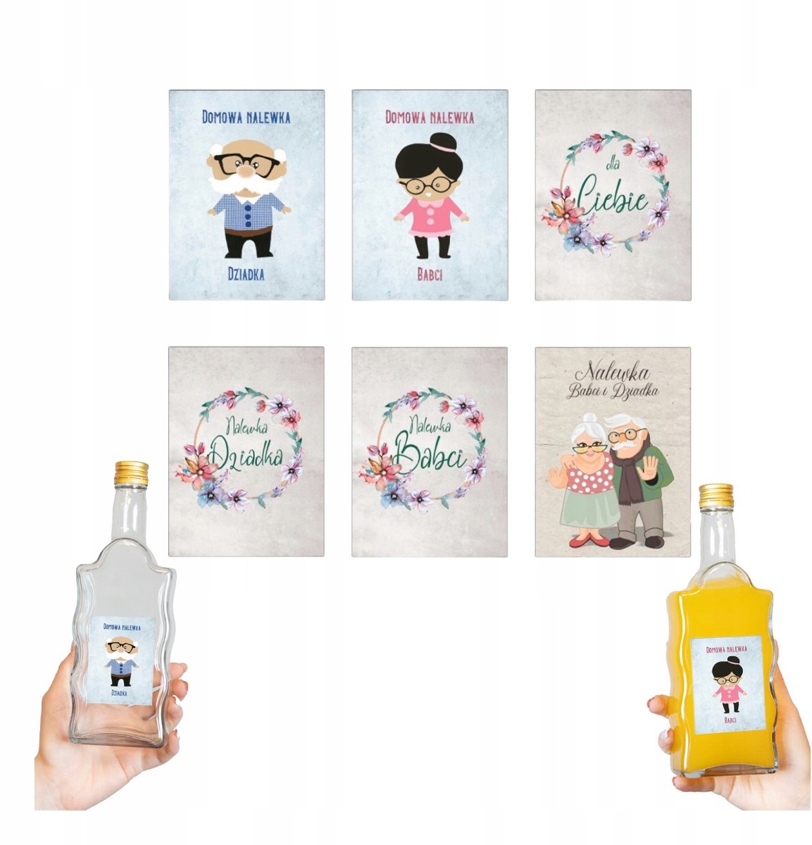 Bimberek - Etiketten 10x - Dziadek Babci - Alcohol Cadeau - 6.5x9cm