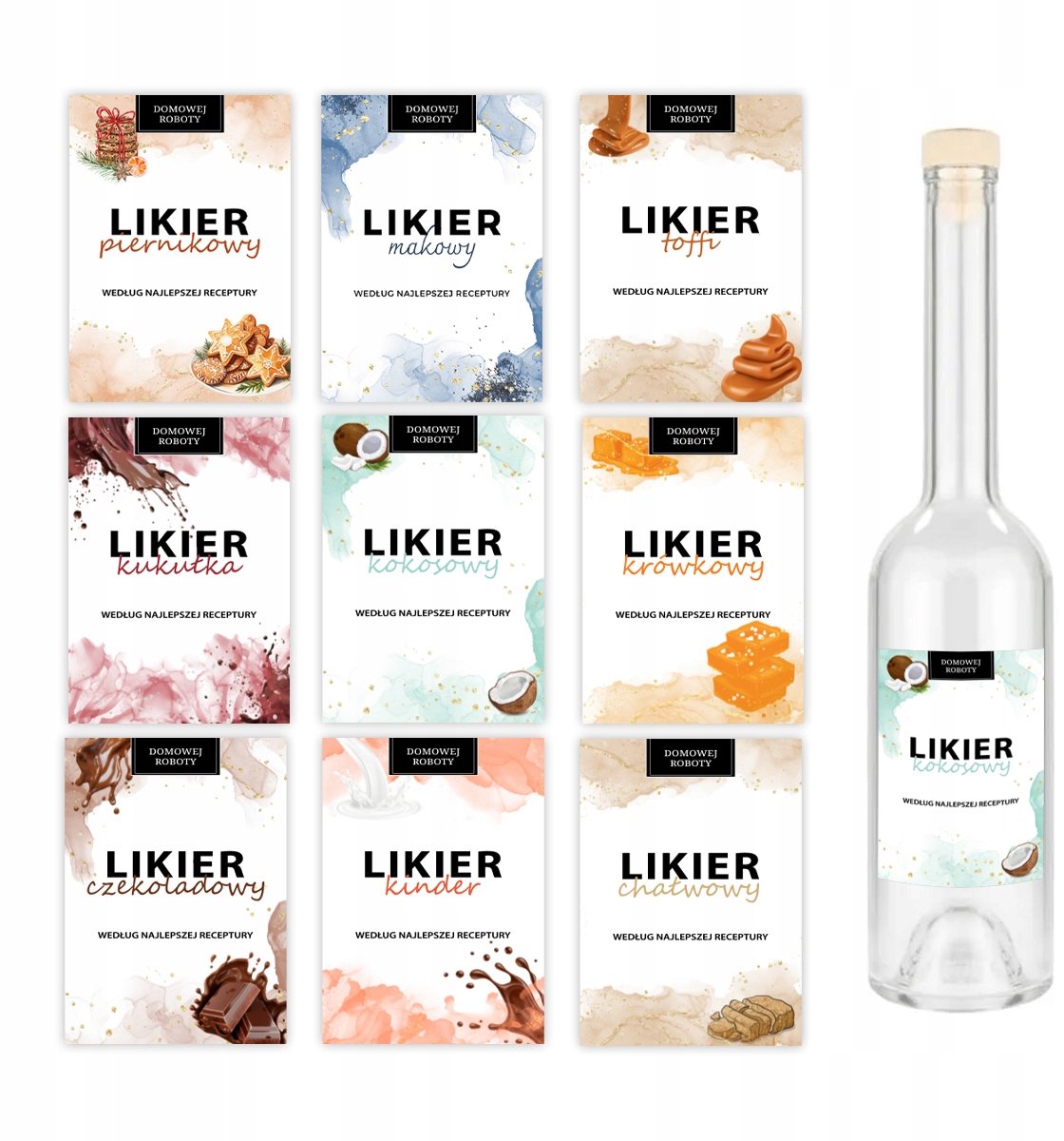 Bimberek - Etykettenset voor Huisgemaakte Likeuren - 10 Stuks - Verschillende Smaken - Waterbestendig