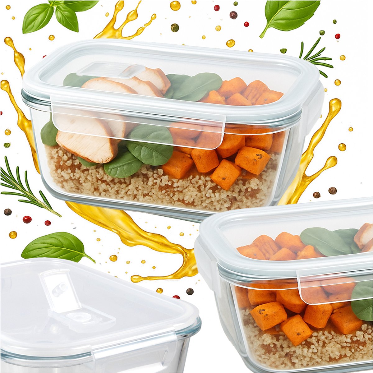 Bimberek - Vacuüm Glazen Lunchbox - 640ml - Hermetisch - BPA-vrij
