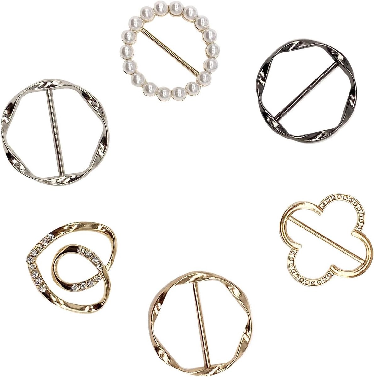 T-shirt clip voor sjaals, broches en riemen - Ronde metalen clip voor dames, ideaal voor zijde sjaals en hem knopen