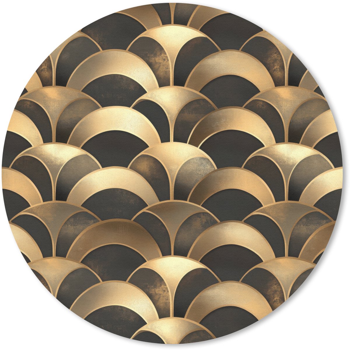 Muismat rond 30x30 cm - Mousepad Schubben - Structuur - Goud - Ronde muismatten
