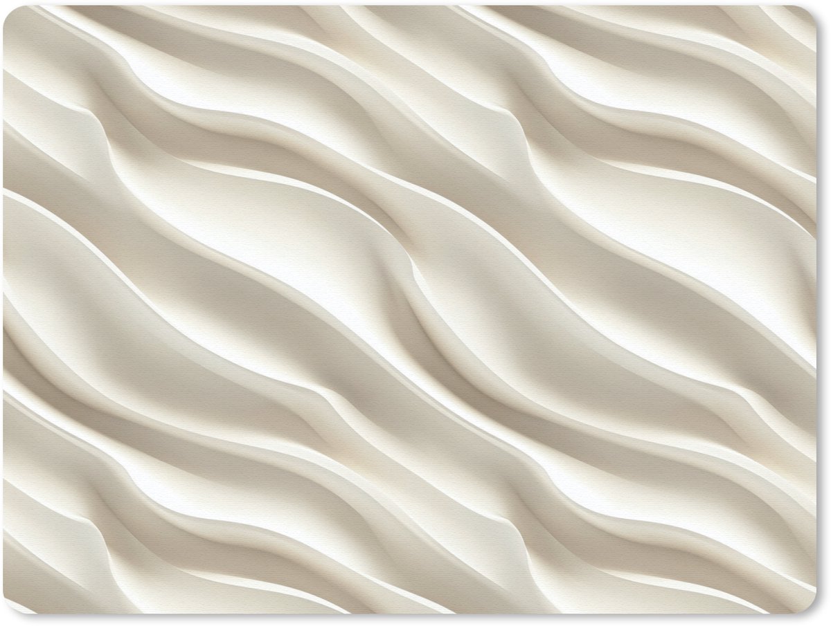 Muismat 12x10 cm - Mousepad Diagonaal - Golven - Crème - Muismatten