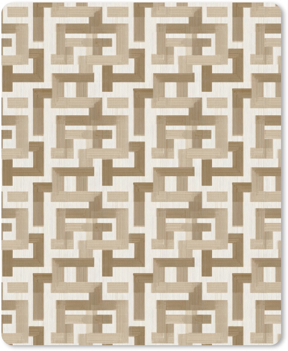 Muismat 12x16 cm - Mousepad Geometrisch - Retro - Bruin - Muismatten