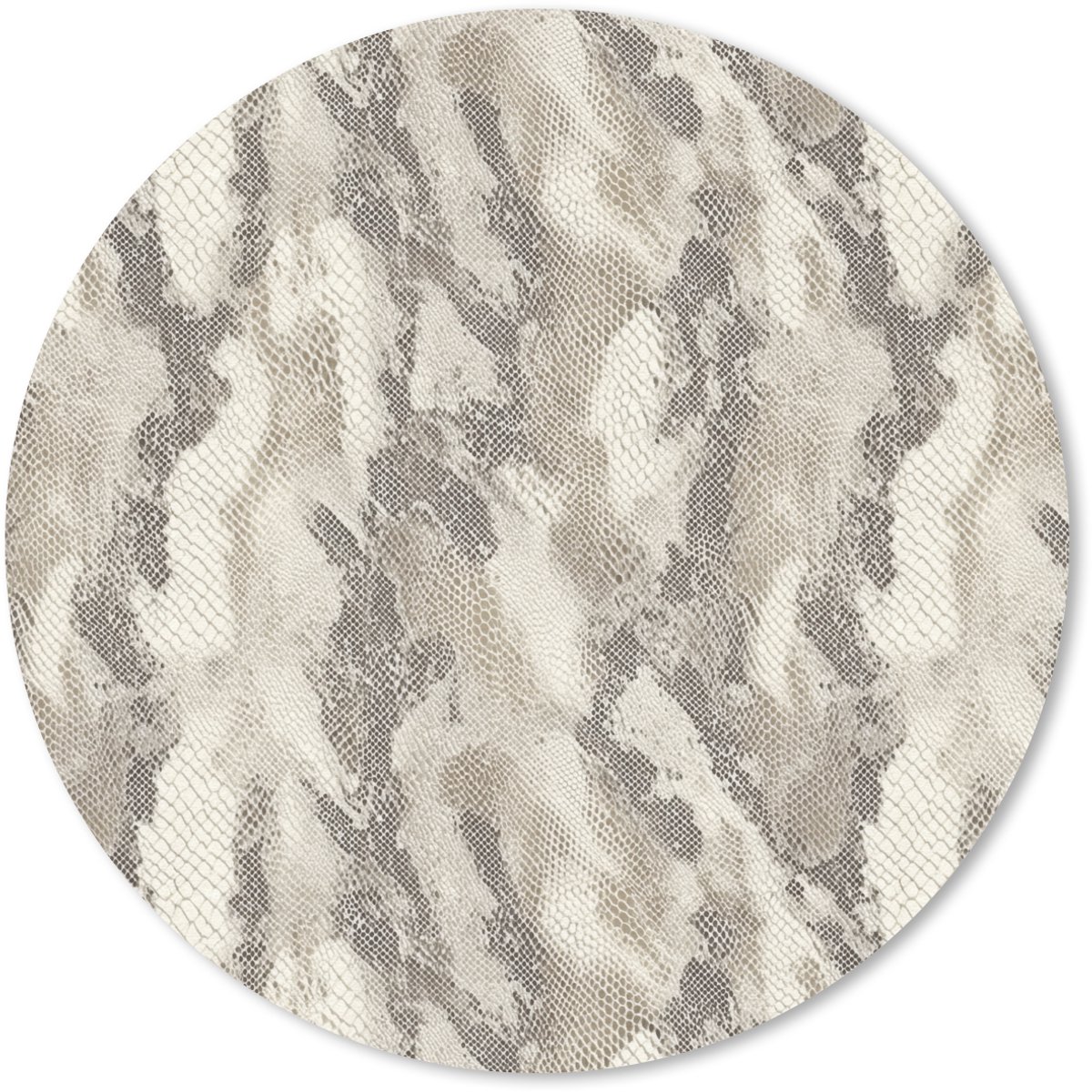 Muismat rond 30x30 cm - Mousepad Slang - Patroon - Taupe - Ronde muismatten