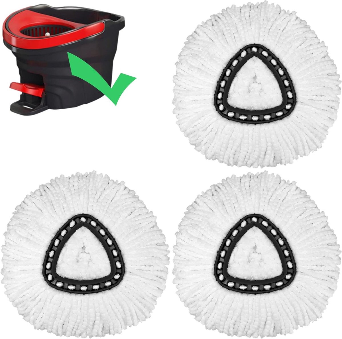 Dweilkop Vervanging - Microvezel Dweilkop - Vloeren Schoonmaken - 100% Microvezel - 3 Stuks - Wit